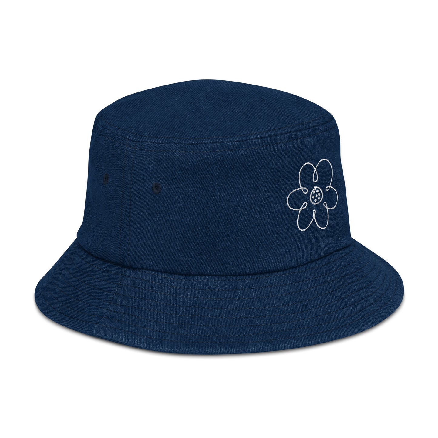 Flower pickleball denim bucket hat