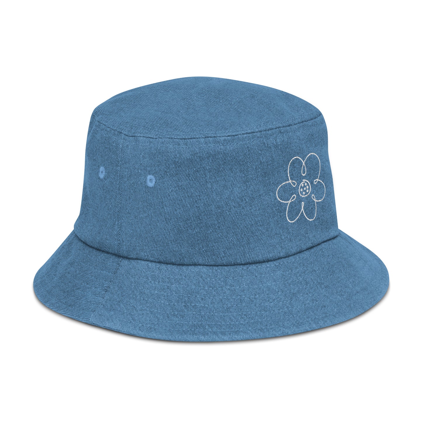 Flower pickleball denim bucket hat